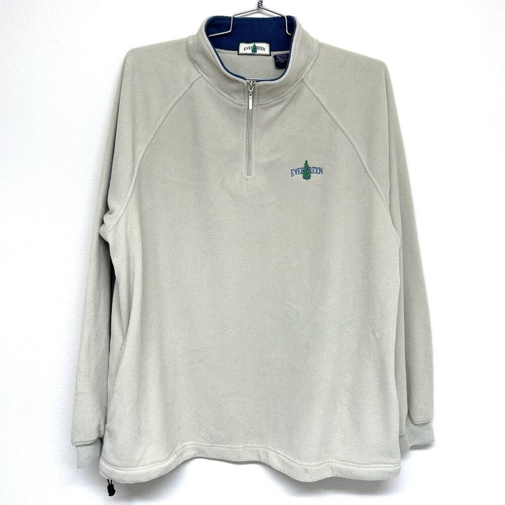 Evergreen Jacket Men's Size XXL Beige Fleece Pullover 1/4 Zip Outdoor Casual Dra